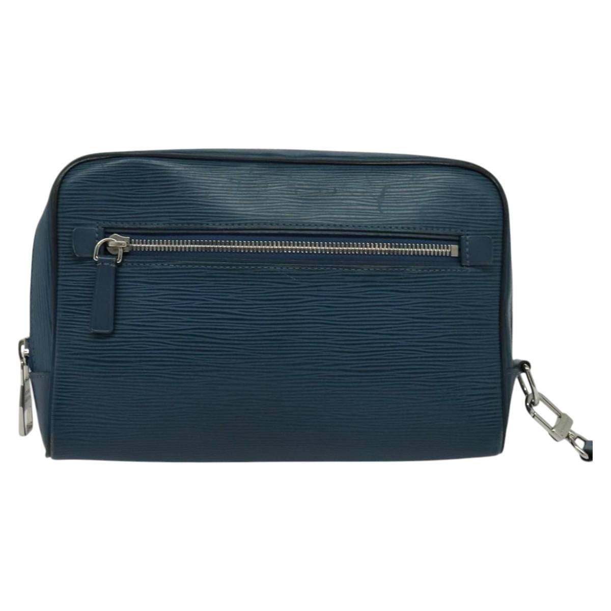 LOUIS VUITTON Epi Neo-Osh Clutch Bag Cyan LV Auth 120827