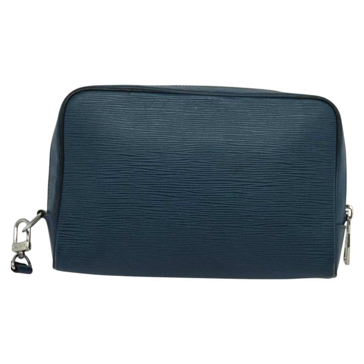 LOUIS VUITTON Epi Neo-Osh Clutch Bag Cyan LV Auth 120827