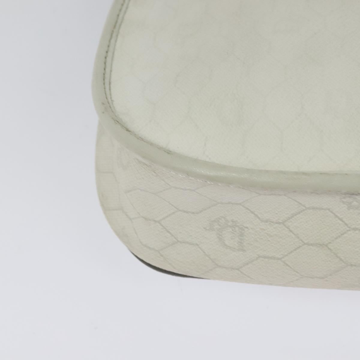 Christian Dior Honeycomb Canvas Shoulder Bag PVC White Gold Auth 120830