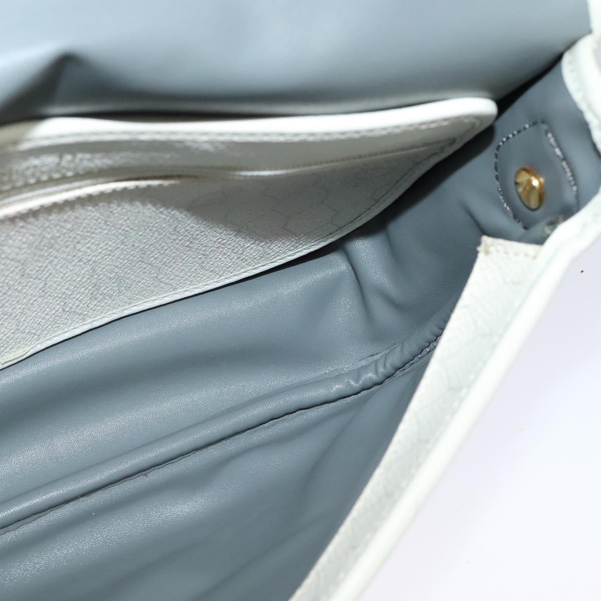 Christian Dior Honeycomb Canvas Shoulder Bag PVC White Gold Auth 120830