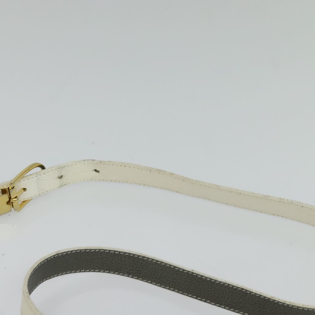 Christian Dior Honeycomb Canvas Shoulder Bag PVC White Gold Auth 120830