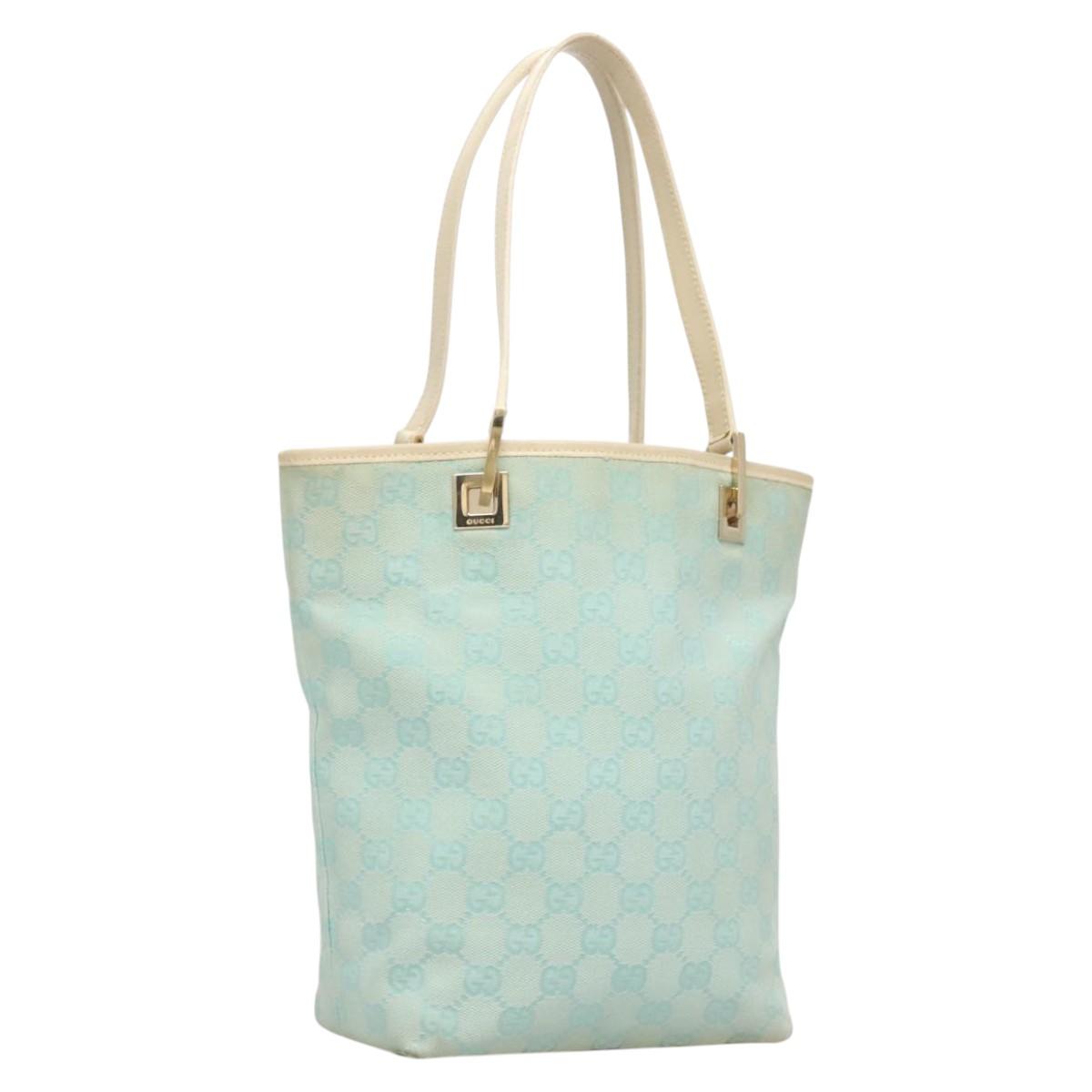 GUCCI GG Canvas Tote Bag PVC Blue Silver 002 1099 Auth 120831
