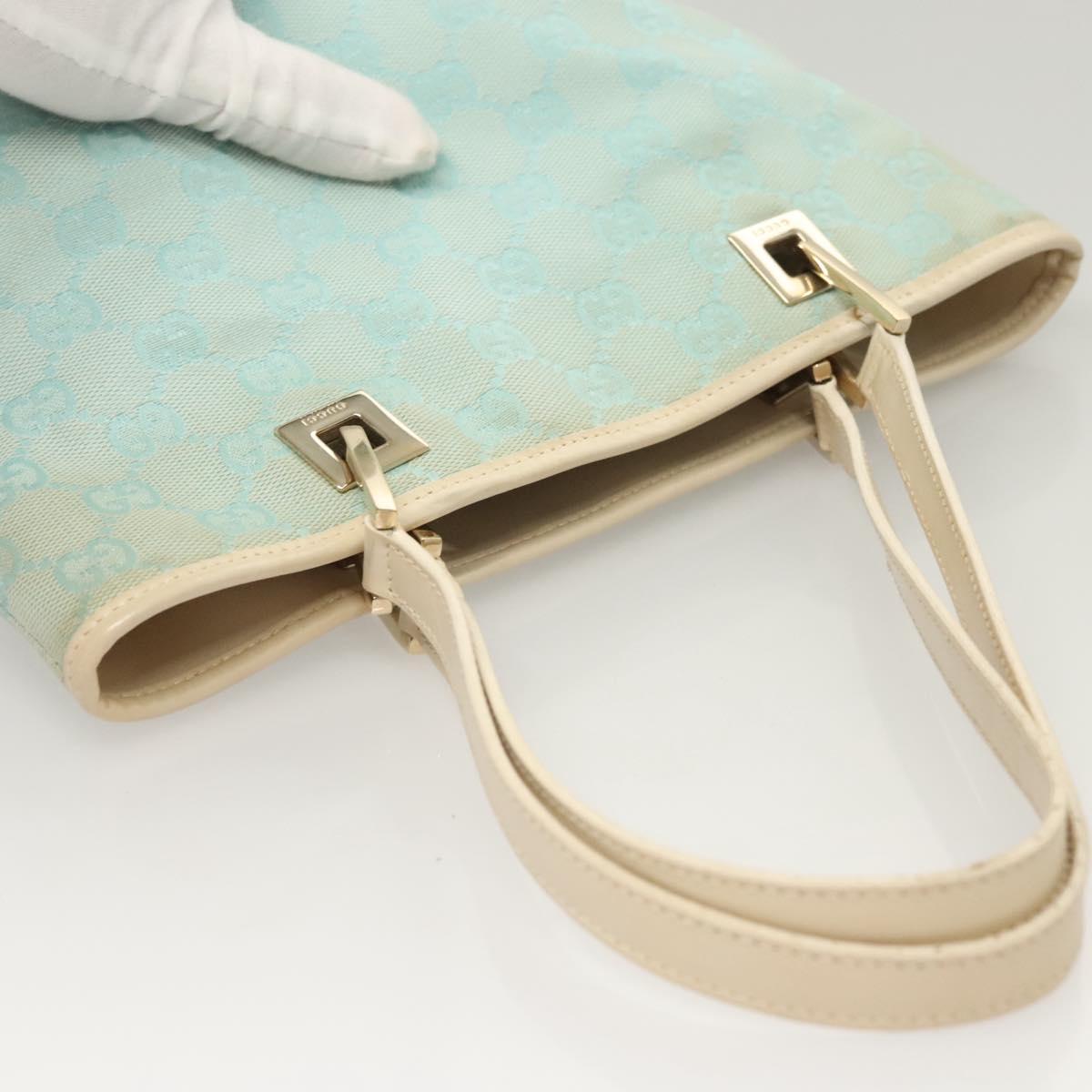 GUCCI GG Canvas Tote Bag PVC Blue Silver 002 1099 Auth 120831