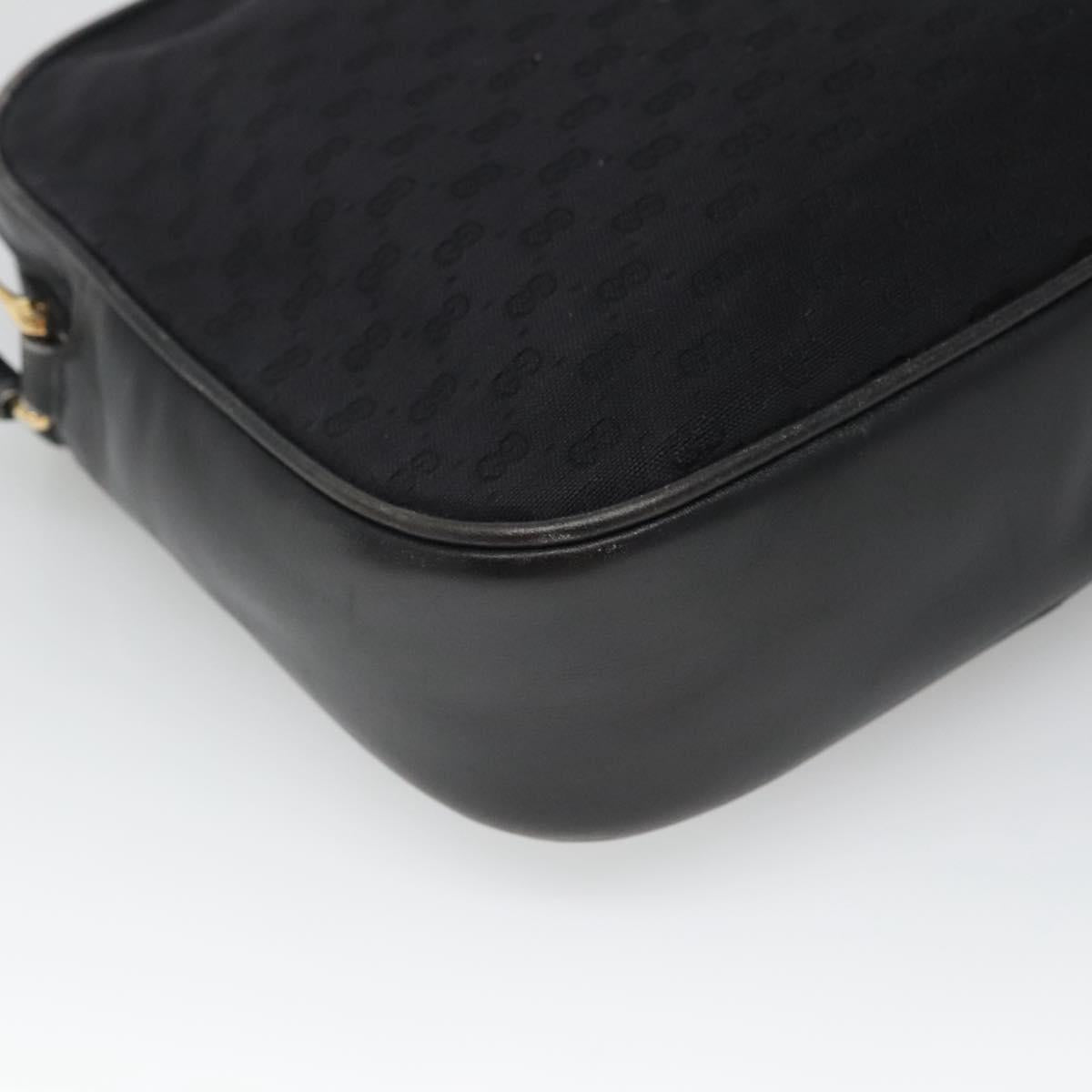 GUCCI Micro GG Canvas Web Sherry Line Shoulder Bag Black Gold Red Auth 120843