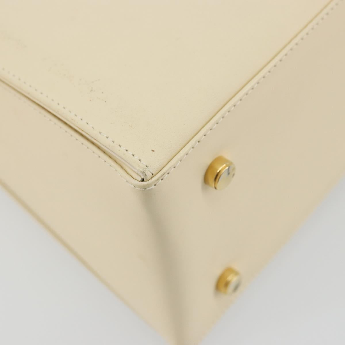 Salvatore Ferragamo Gancini Hand Bag Leather 2way Cream Gold Auth 120844