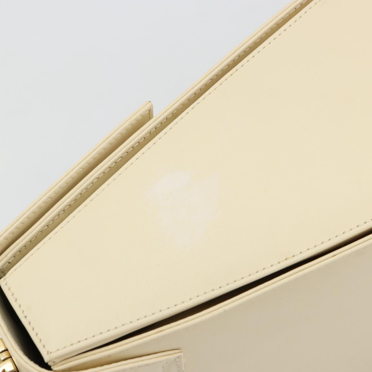 Salvatore Ferragamo Gancini Hand Bag Leather 2way Cream Gold Auth 120844