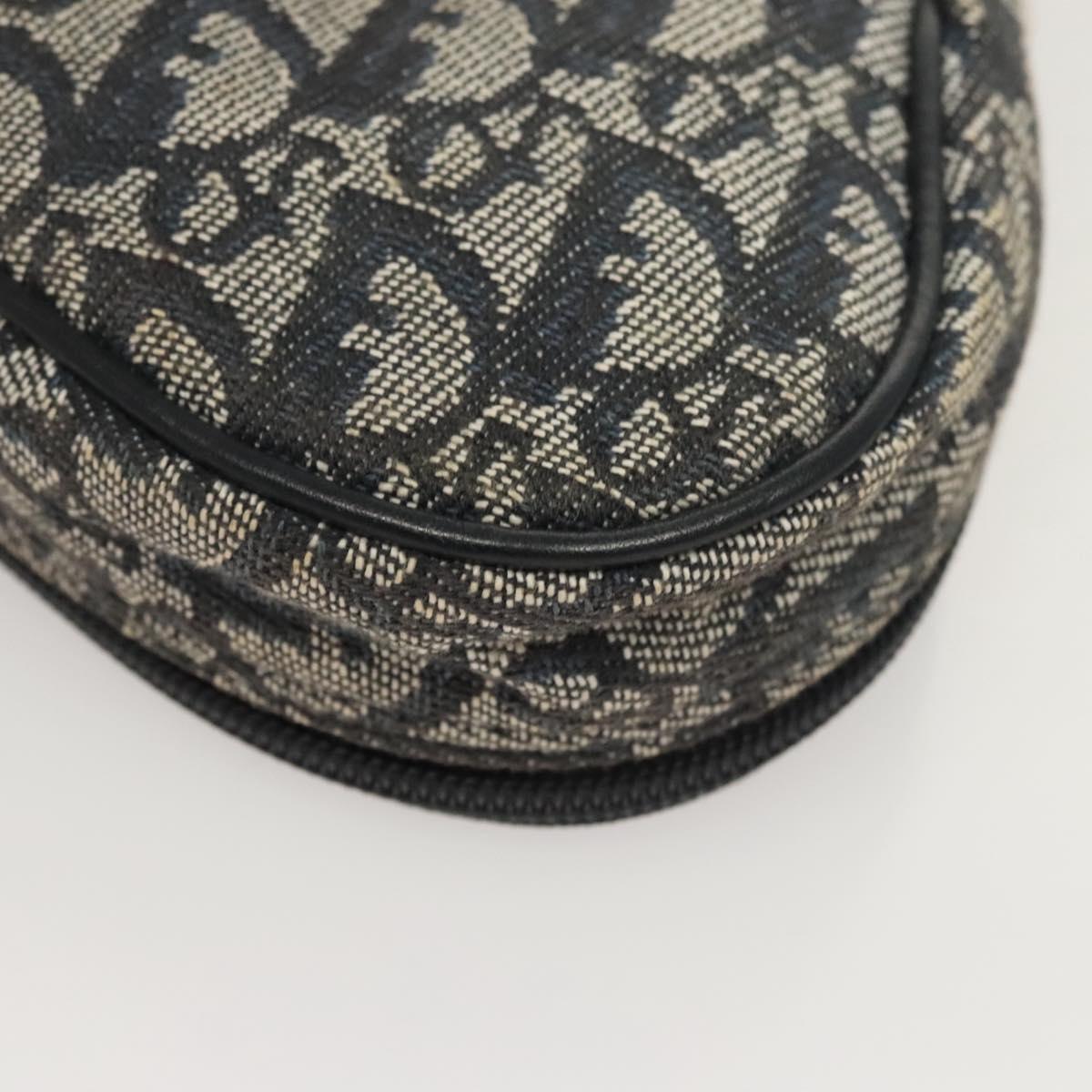 Christian Dior Trotter Canvas Saddle Pouch Navy Gold Auth 120854
