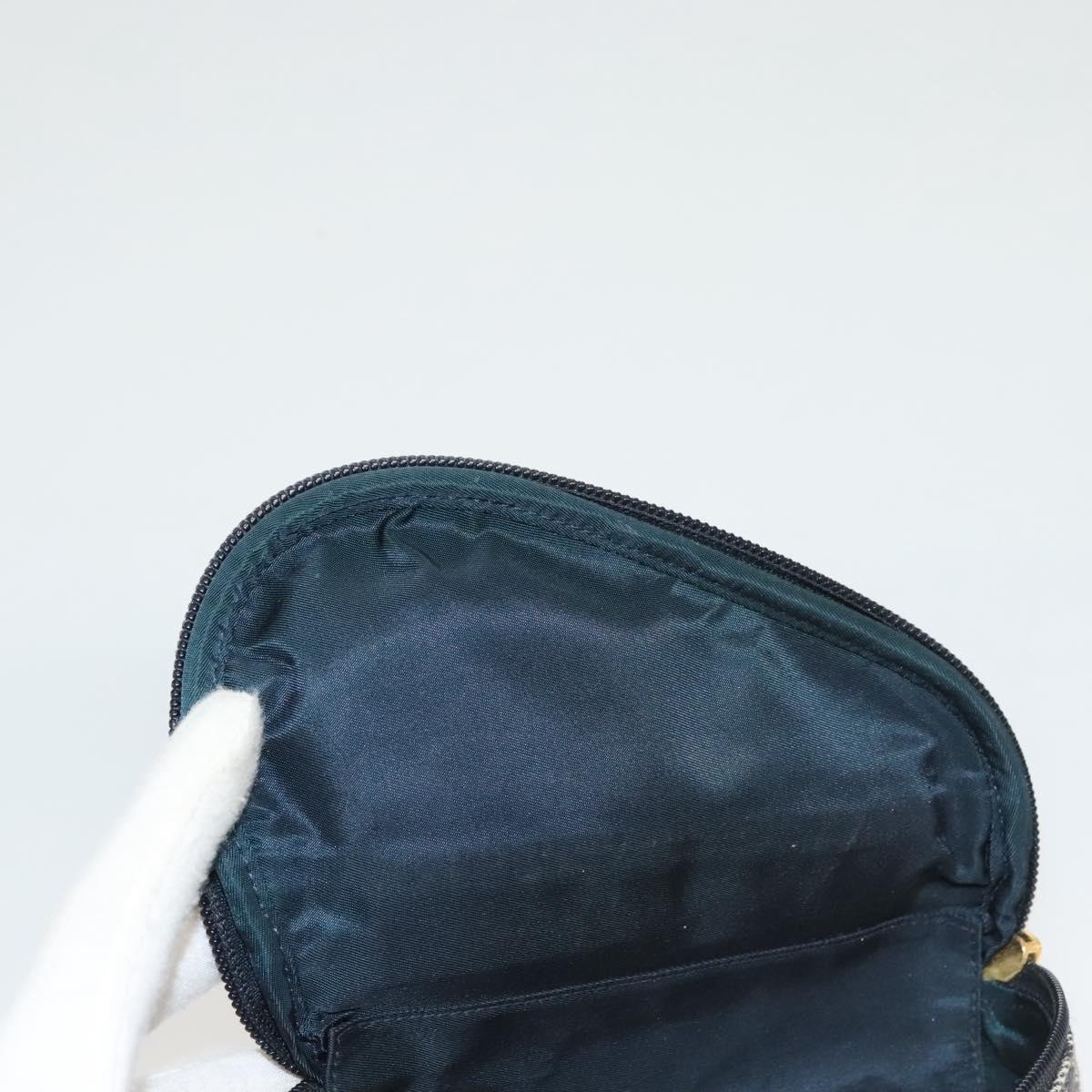 Christian Dior Trotter Canvas Saddle Pouch Navy Gold Auth 120854