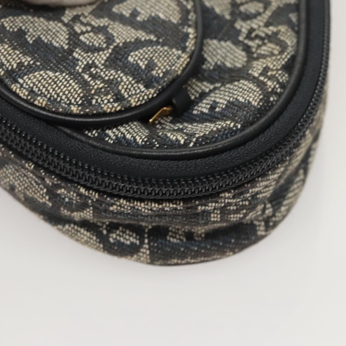 Christian Dior Trotter Canvas Saddle Pouch Navy Gold Auth 120854