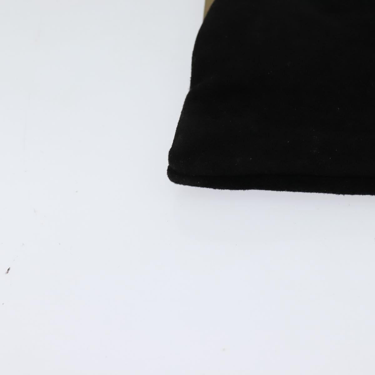 Miu Miu Shoulder Pouch Suede Black Gold Auth 120859A