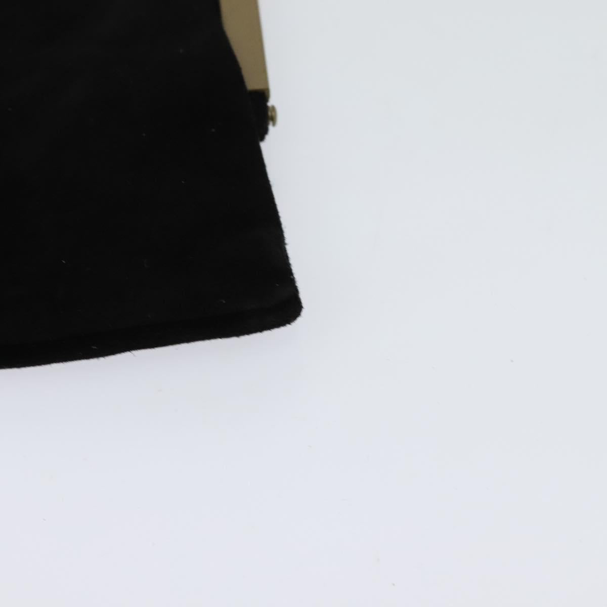 Miu Miu Shoulder Pouch Suede Black Gold Auth 120859A