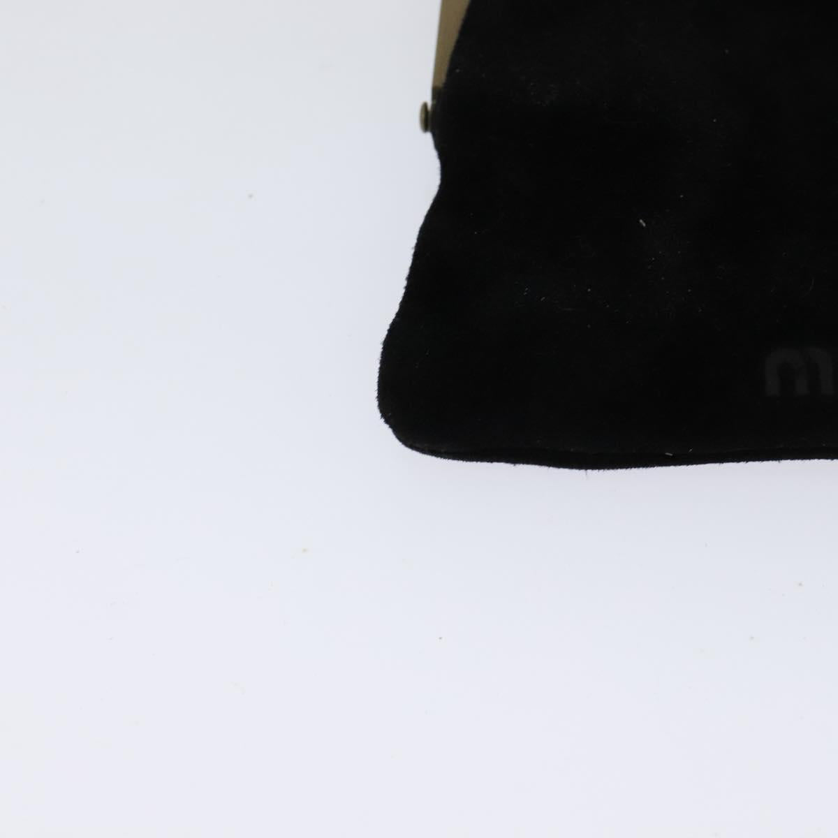 Miu Miu Shoulder Pouch Suede Black Gold Auth 120859A