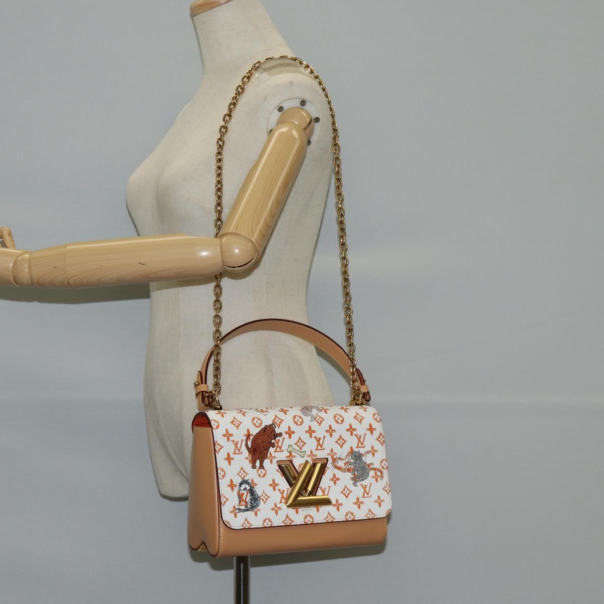 LOUIS VUITTON Catgram Twist MM Shoulder Bag White M44460 LV Auth 120872SM