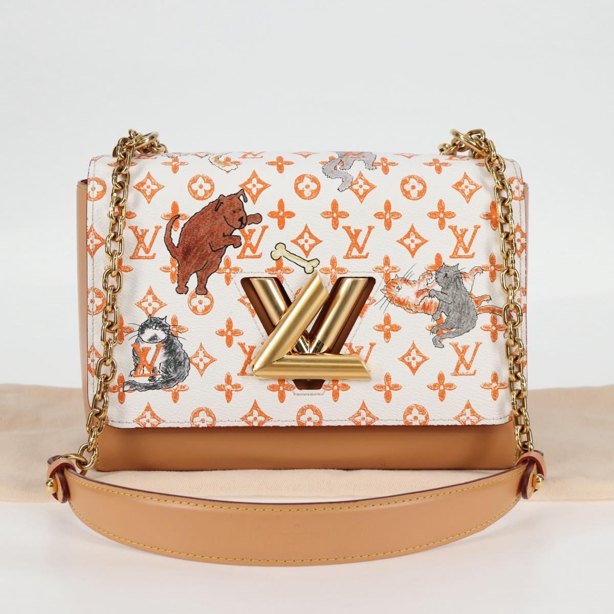 LOUIS VUITTON Catgram Twist MM Shoulder Bag White M44460 LV Auth 120872SM