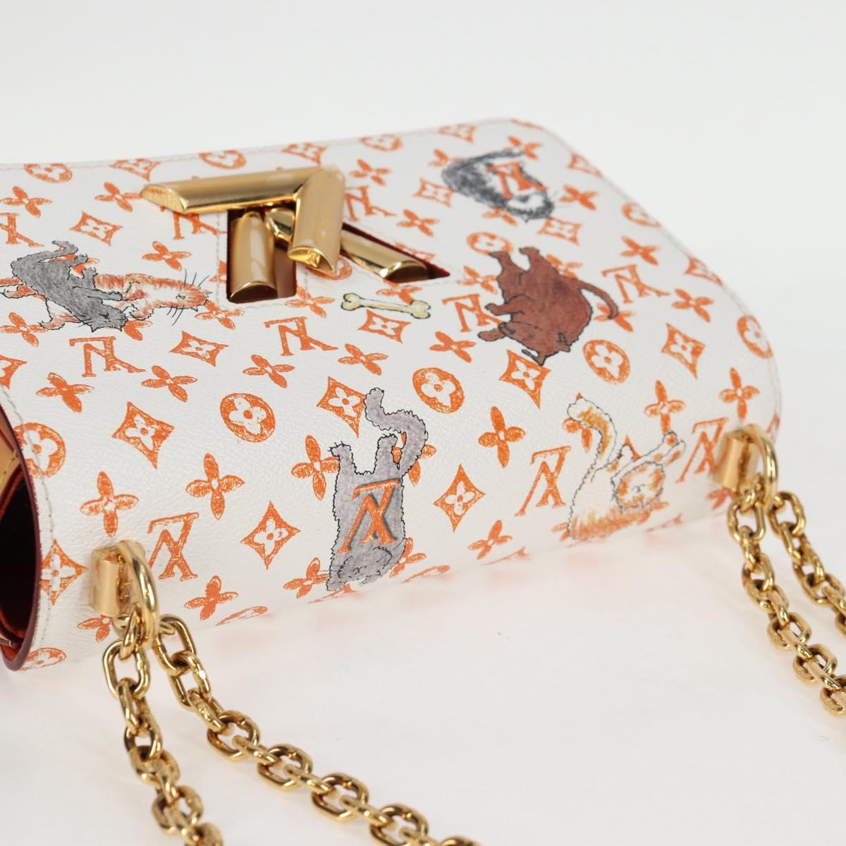 LOUIS VUITTON Catgram Twist MM Shoulder Bag White M44460 LV Auth 120872SM