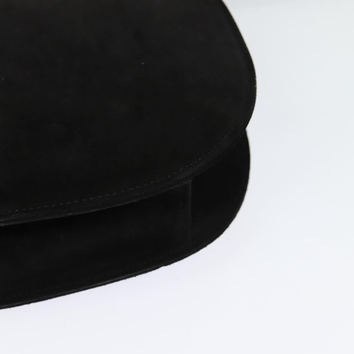 CELINE Hand Bag Suede 2way Black Gold Auth 120904