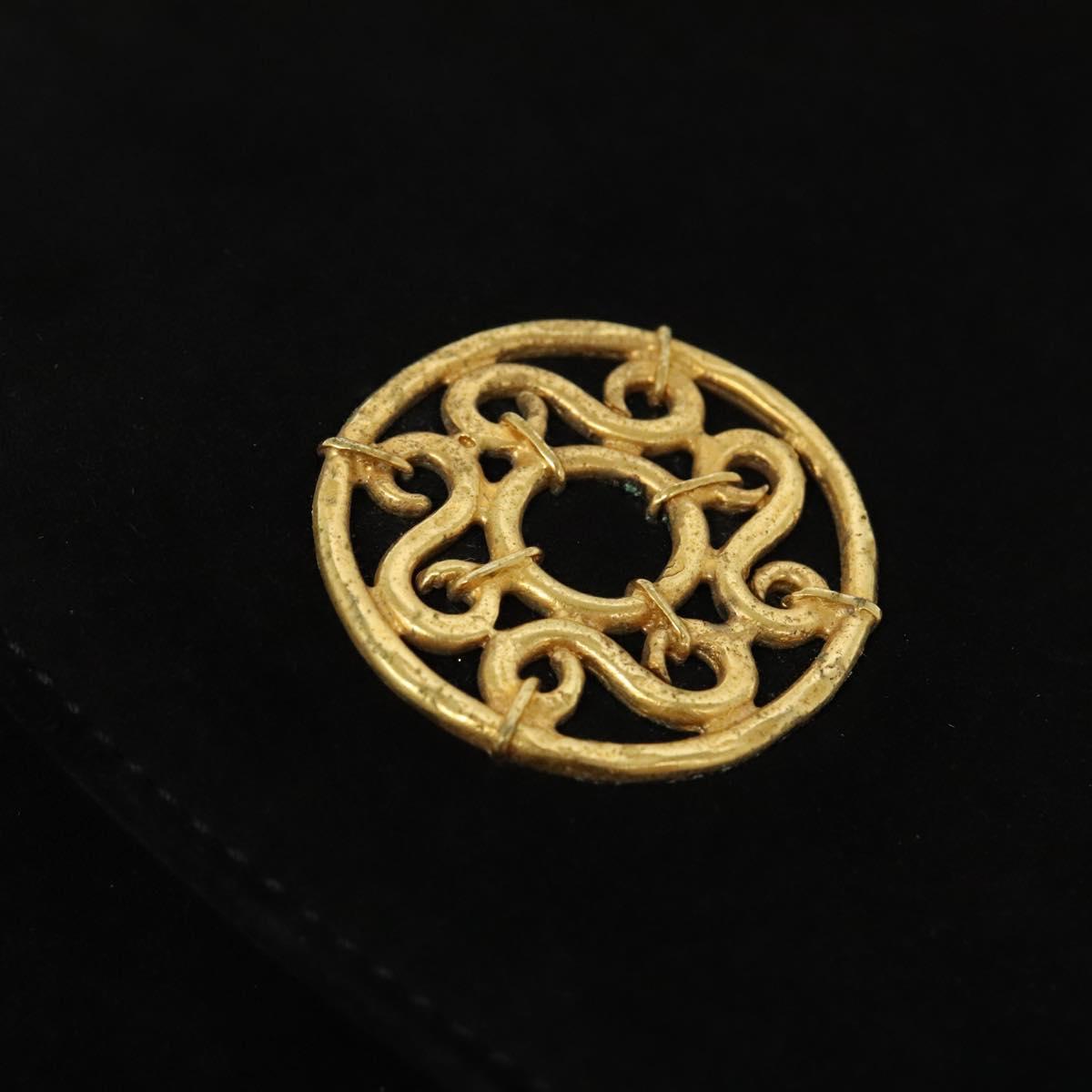 CELINE Hand Bag Suede 2way Black Gold Auth 120904