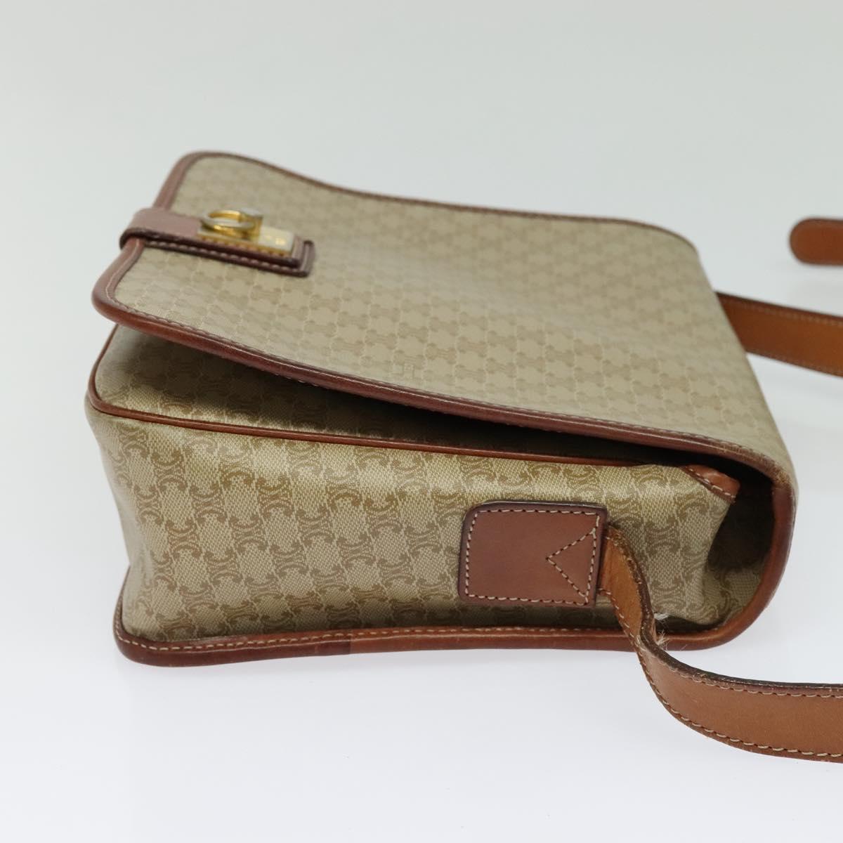 CELINE Macadam Canvas Shoulder Bag PVC Beige Gold Auth 120907