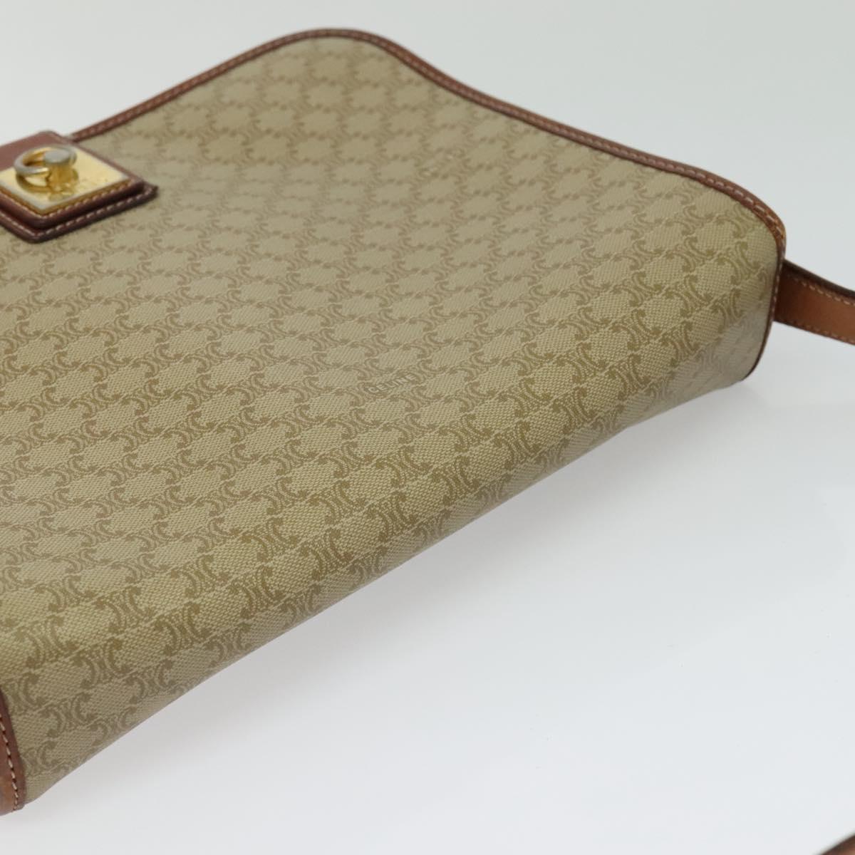 CELINE Macadam Canvas Shoulder Bag PVC Beige Gold Auth 120907
