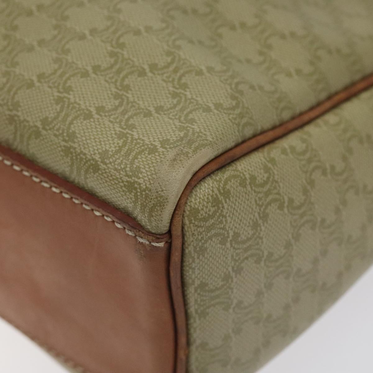 CELINE Macadam Canvas Hand Bag PVC Beige Gold Auth 120908
