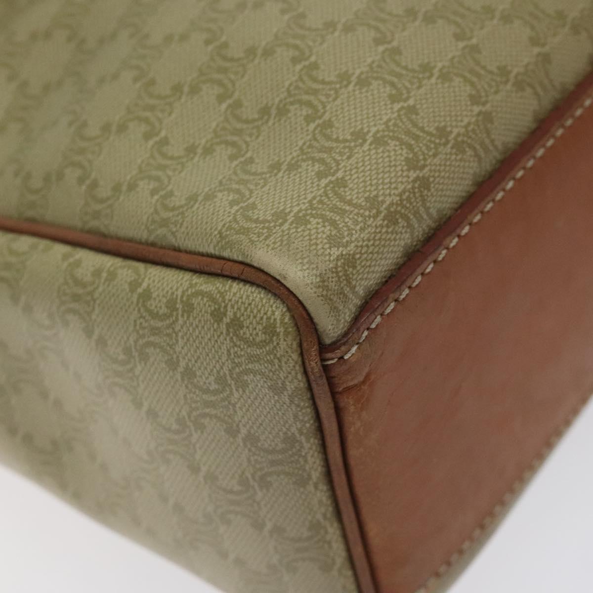 CELINE Macadam Canvas Hand Bag PVC Beige Gold Auth 120908
