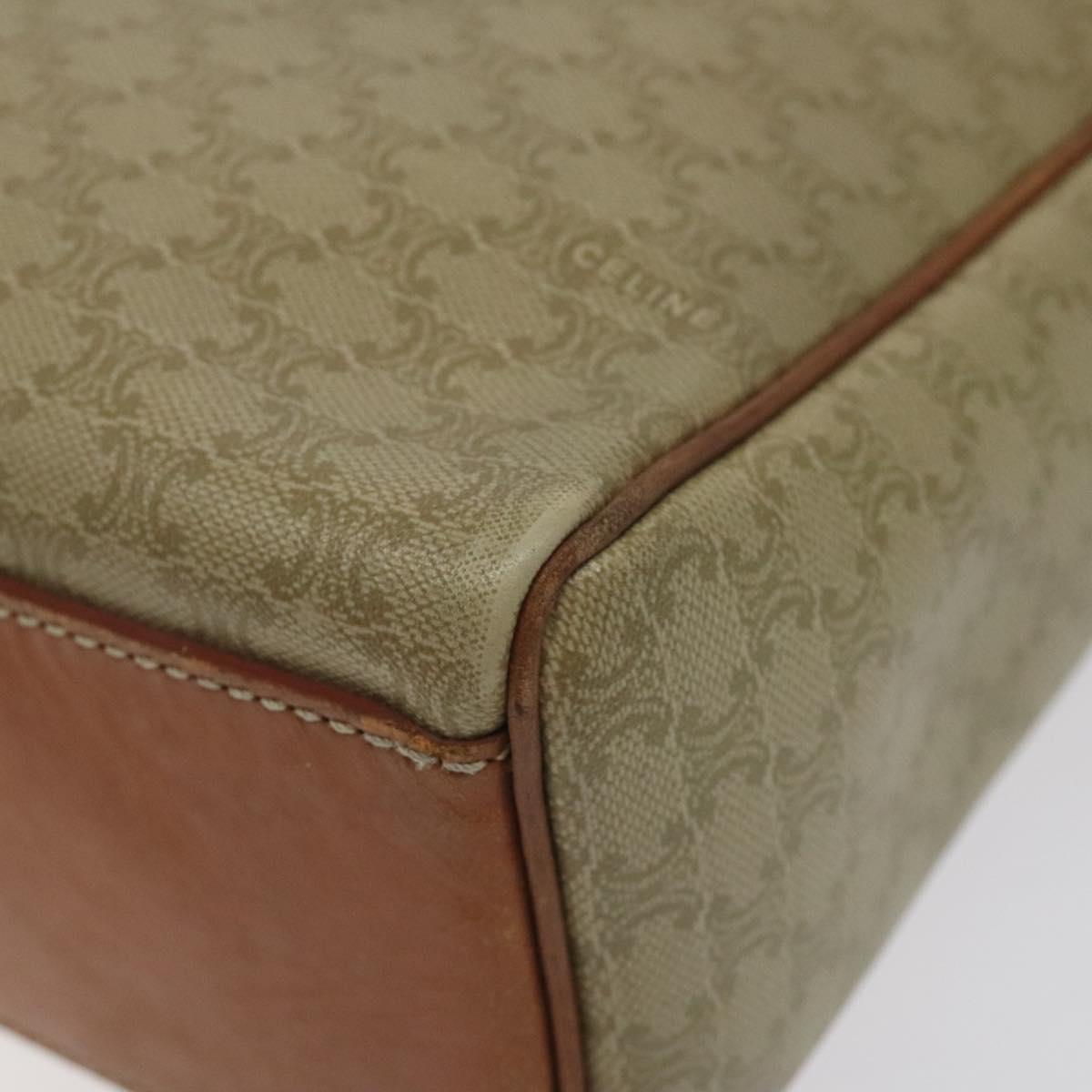 CELINE Macadam Canvas Hand Bag PVC Beige Gold Auth 120908