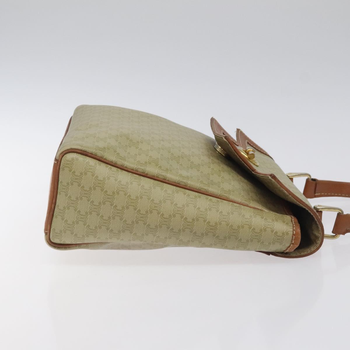 CELINE Macadam Canvas Hand Bag PVC Beige Gold Auth 120908