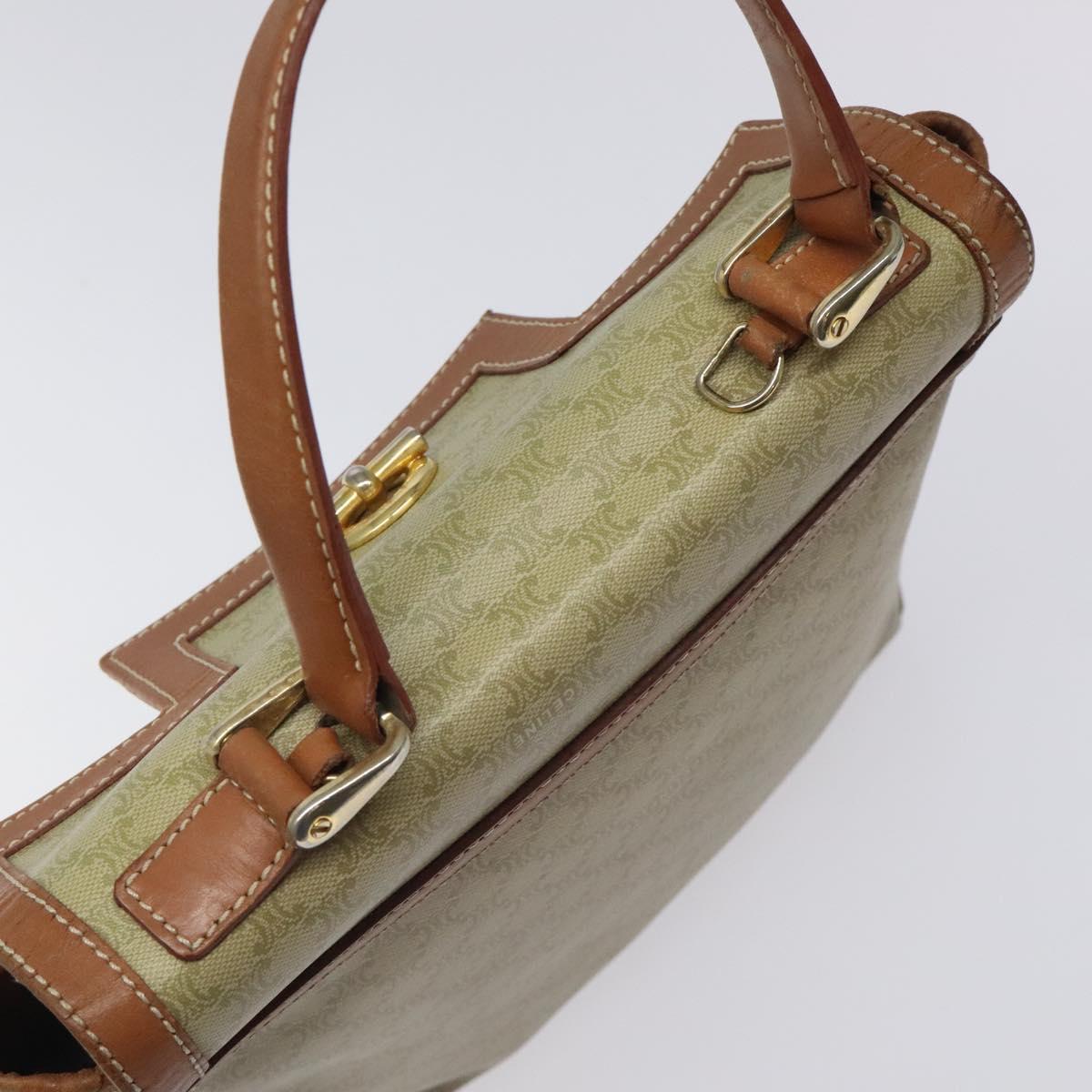 CELINE Macadam Canvas Hand Bag PVC Beige Gold Auth 120908