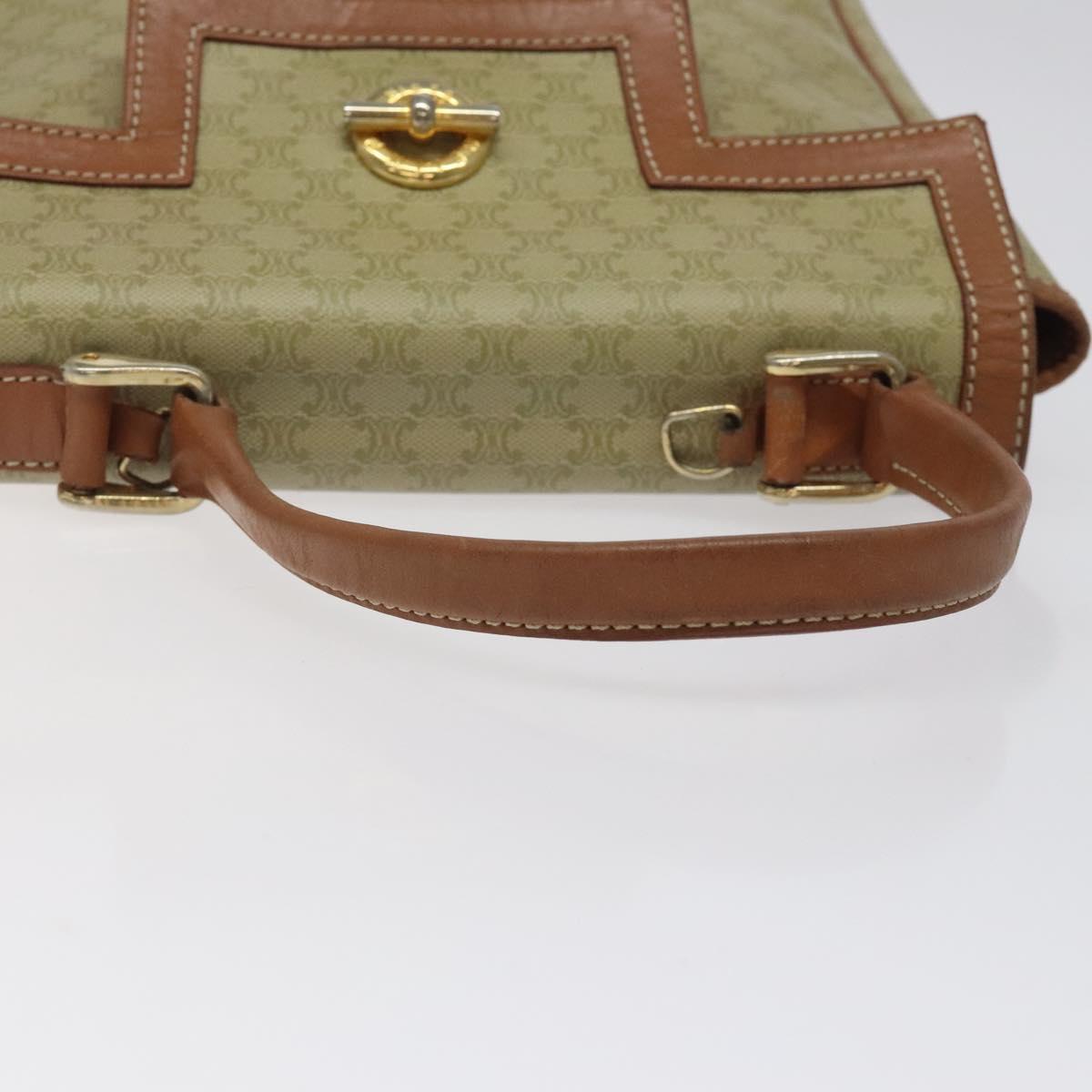 CELINE Macadam Canvas Hand Bag PVC Beige Gold Auth 120908