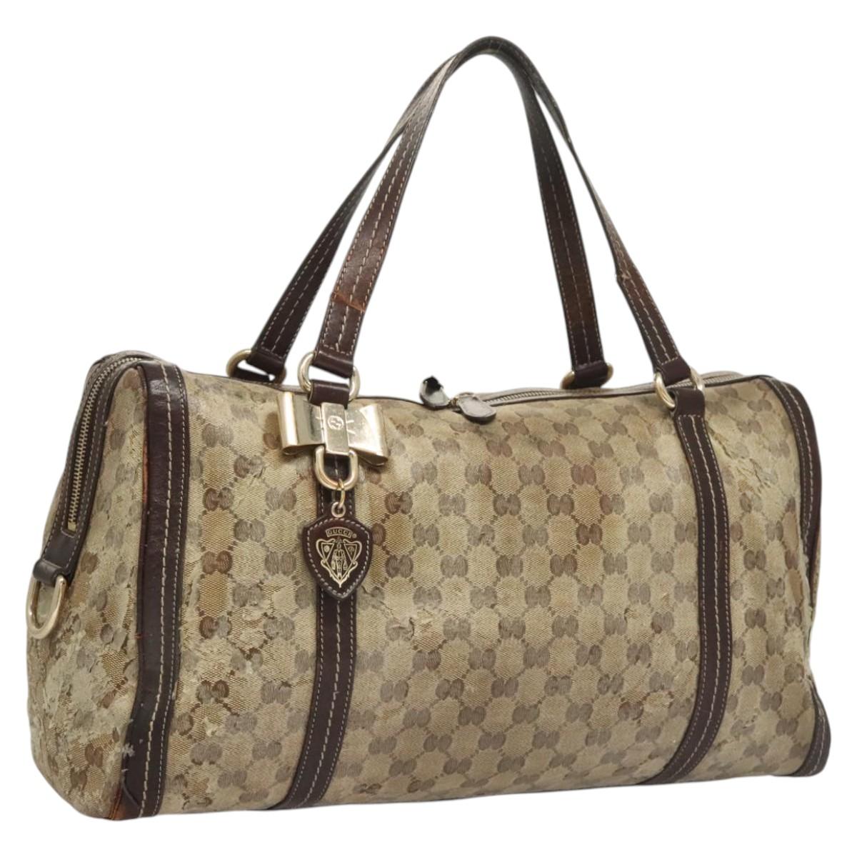 GUCCI GG Crystal Shoulder Bag Coated Canvas Brown Gold 181488 Auth 120919