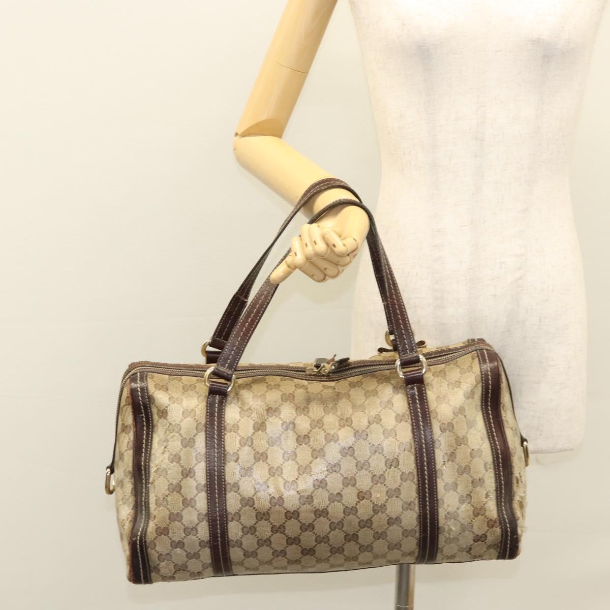 GUCCI GG Crystal Shoulder Bag Coated Canvas Brown Gold 181488 Auth 120919