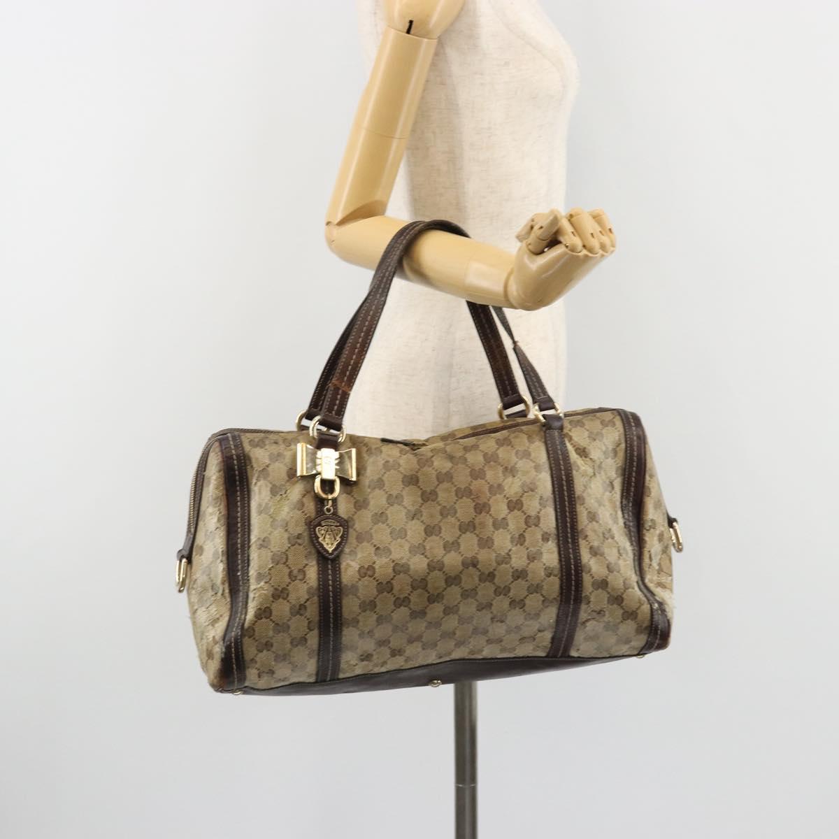 GUCCI GG Crystal Shoulder Bag Coated Canvas Brown Gold 181488 Auth 120919