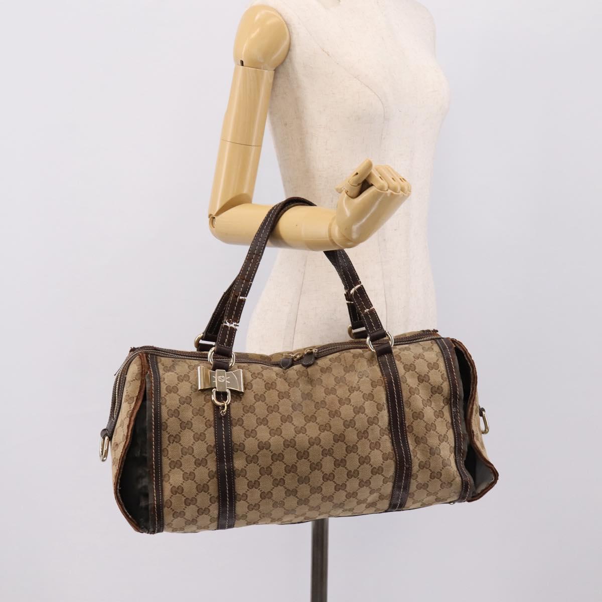 GUCCI GG Crystal Shoulder Bag Coated Canvas Brown Gold 181488 Auth 120919