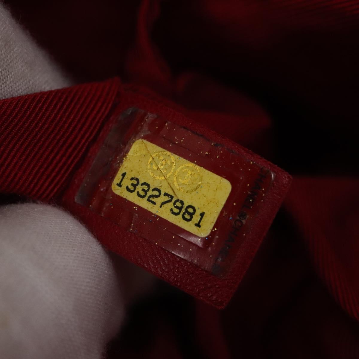 CHANEL Matelasse Chain Tote Bag Lamb Skin Red Silver CC Auth 120921