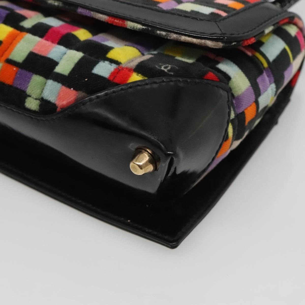 CHANEL Shoulder Bag Velor Gold Multicolor CC Auth 120922