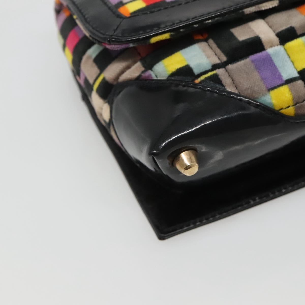 CHANEL Shoulder Bag Velor Gold Multicolor CC Auth 120922