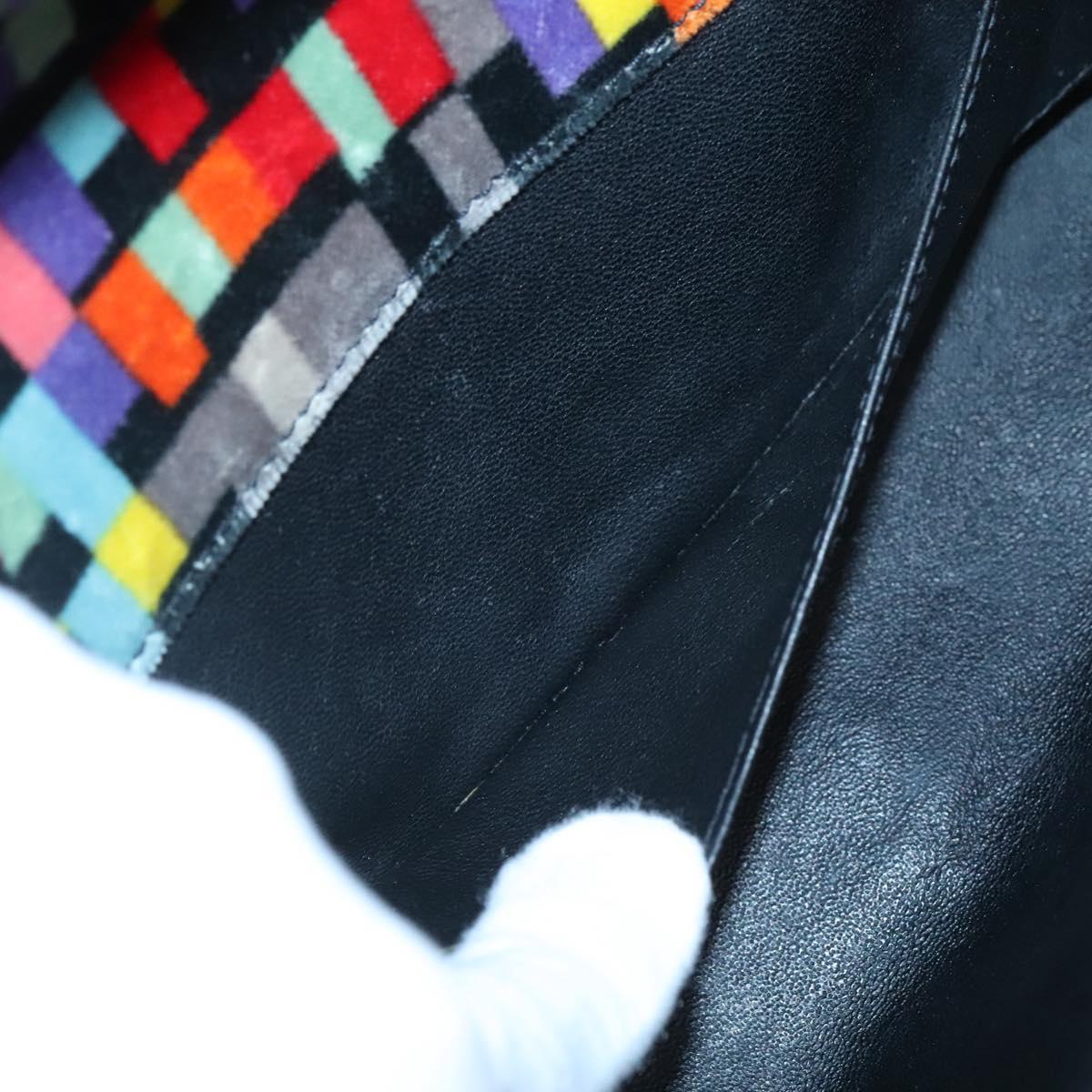 CHANEL Shoulder Bag Velor Gold Multicolor CC Auth 120922