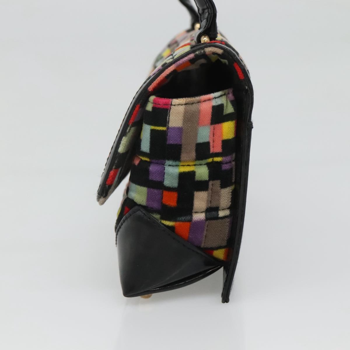 CHANEL Shoulder Bag Velor Gold Multicolor CC Auth 120922