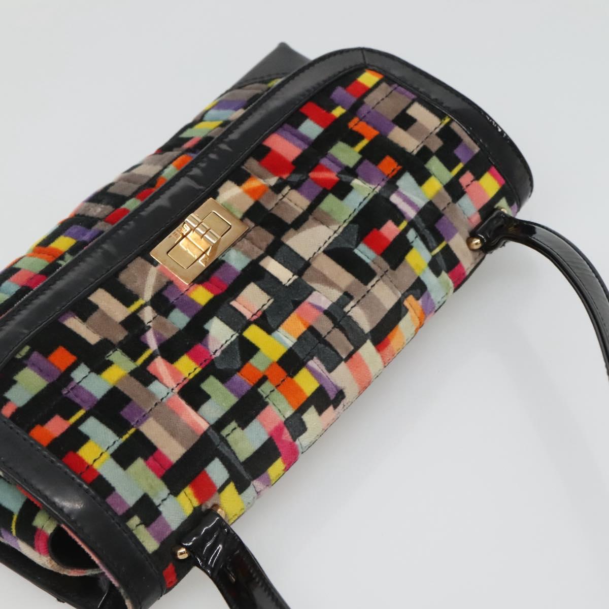 CHANEL Shoulder Bag Velor Gold Multicolor CC Auth 120922