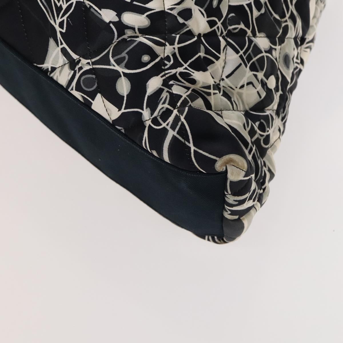 CHANEL Matelasse Chain Shoulder Bag Silk Black Silver CC Auth 120924