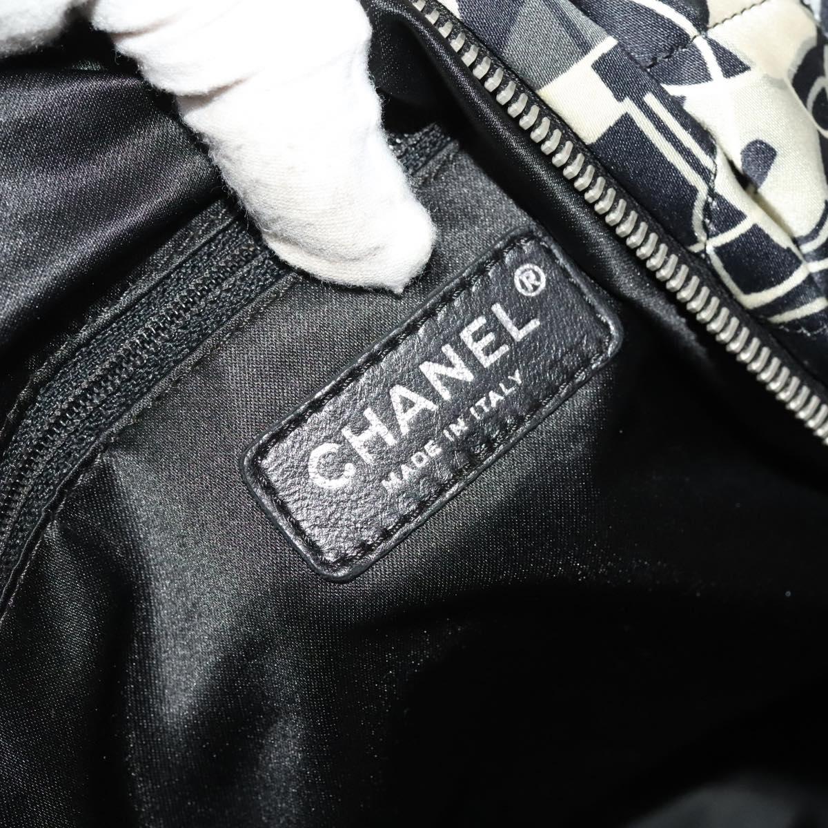 CHANEL Matelasse Chain Shoulder Bag Silk Black Silver CC Auth 120924