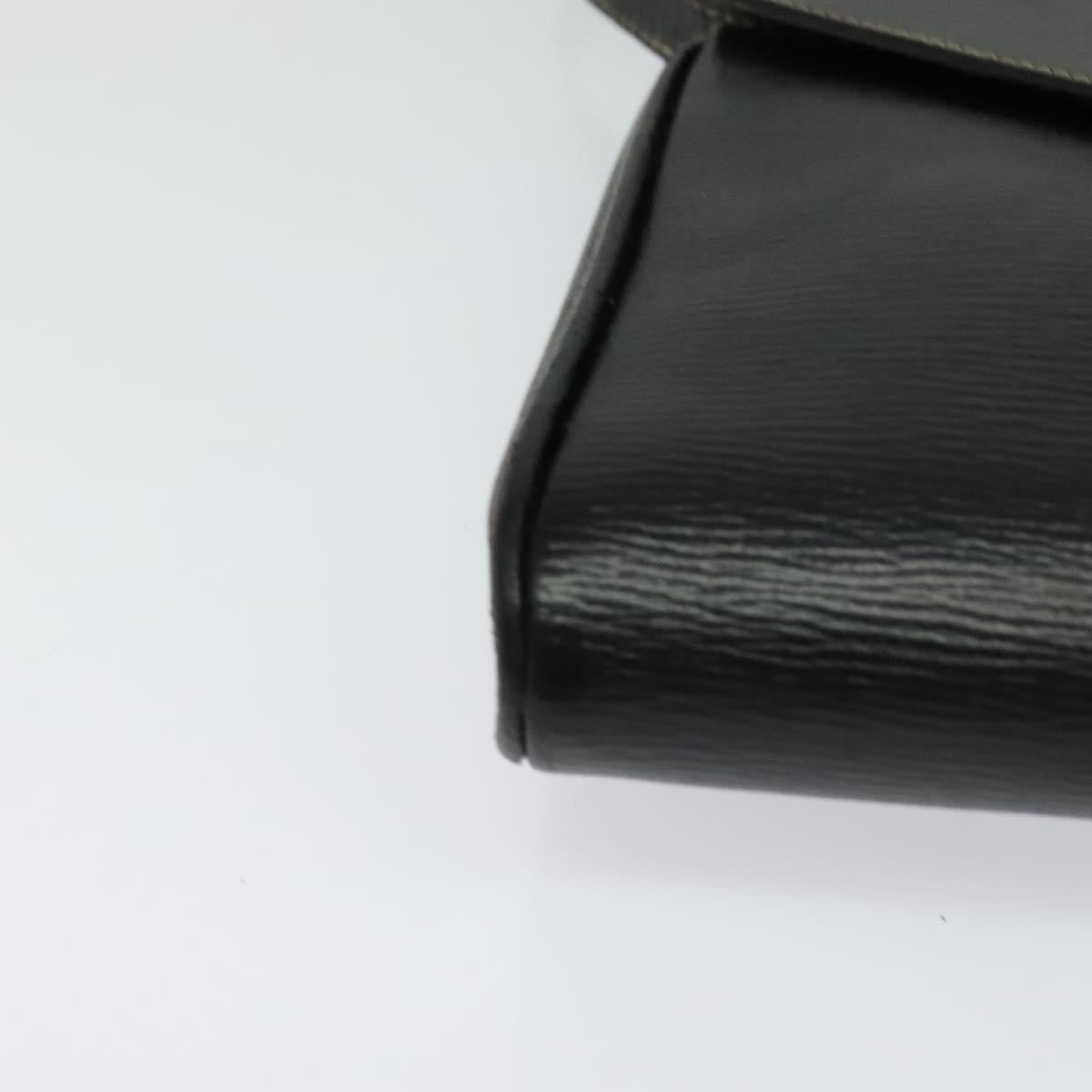 CELINE Circle Hand Bag Leather Black Gold Auth 120926