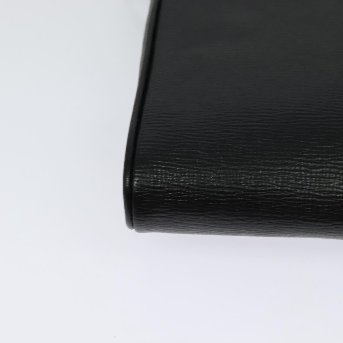 CELINE Circle Hand Bag Leather Black Gold Auth 120926