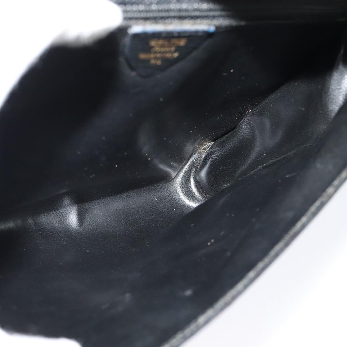 CELINE Circle Hand Bag Leather Black Gold Auth 120926