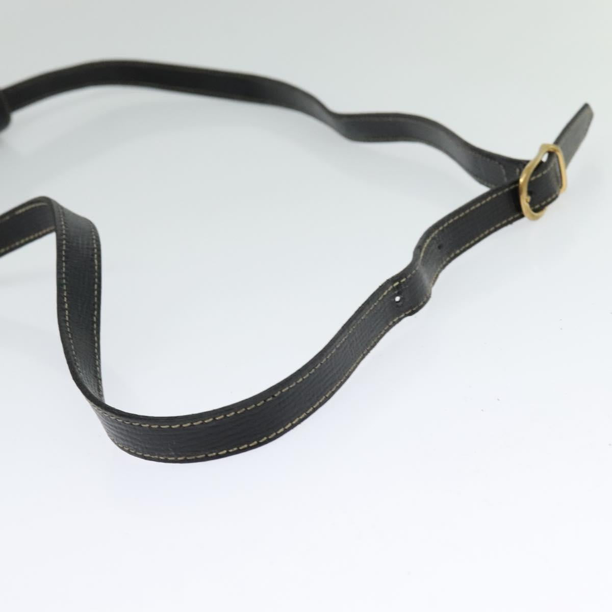 CELINE Circle Hand Bag Leather Black Gold Auth 120926