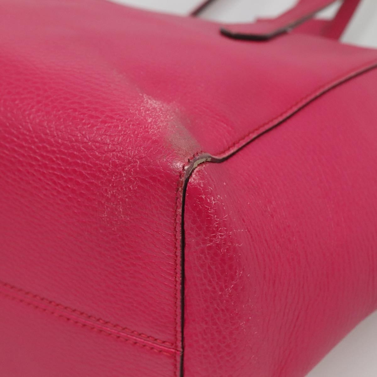 GUCCI Tote Bag Leather Pink Gold Auth 120932