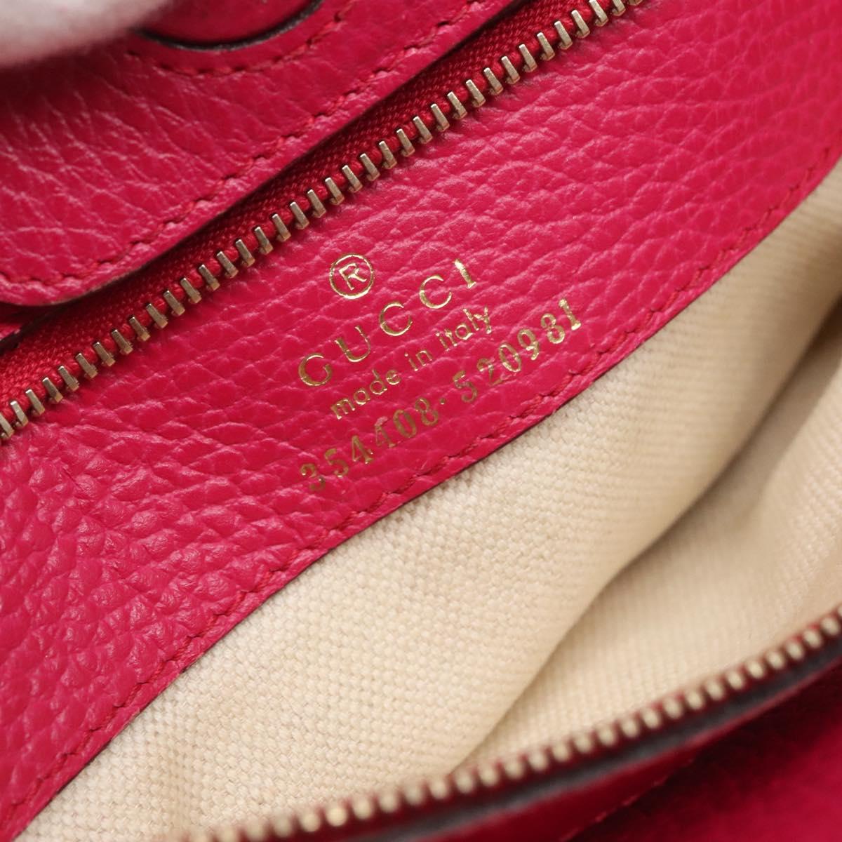 GUCCI Tote Bag Leather Pink Gold Auth 120932