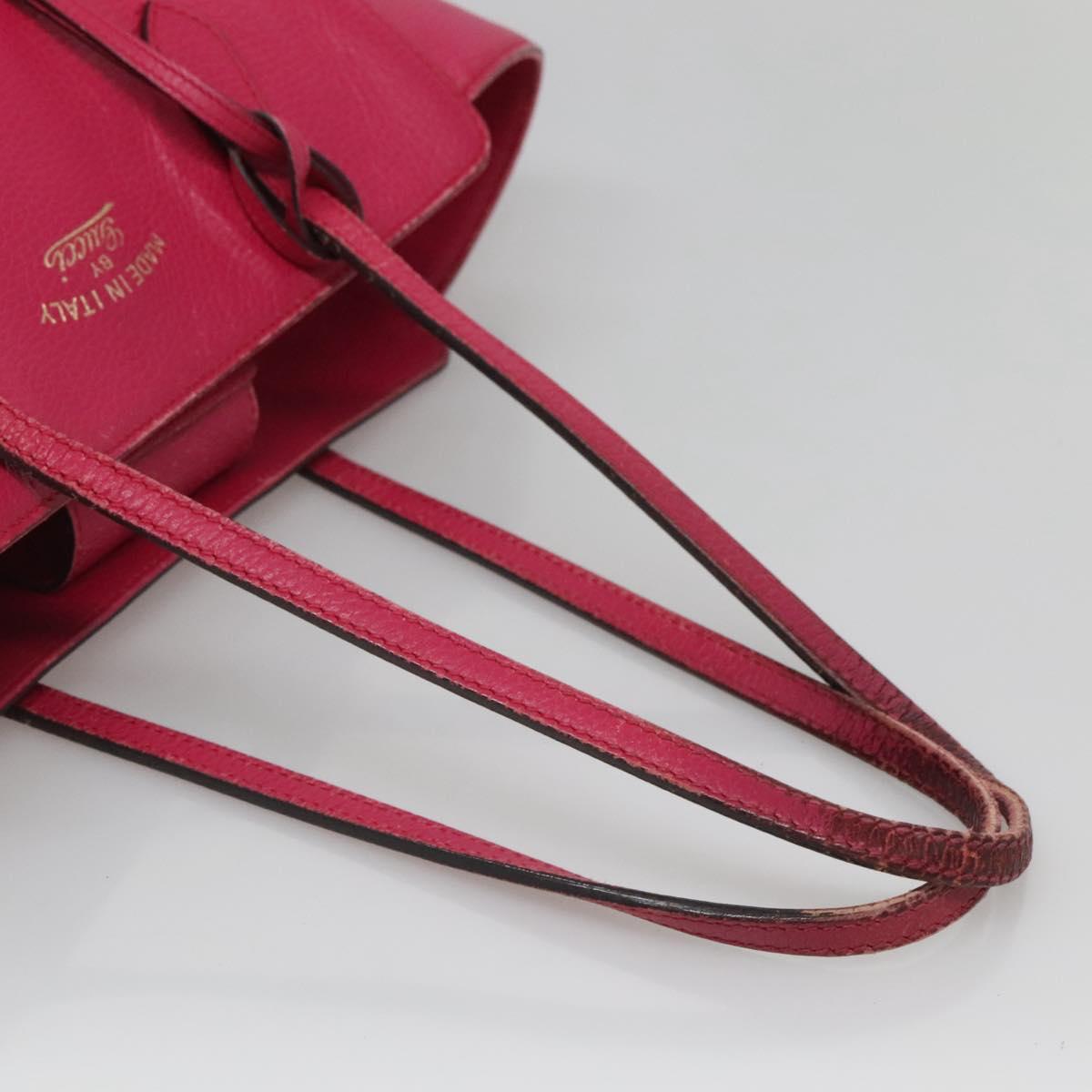 GUCCI Tote Bag Leather Pink Gold Auth 120932
