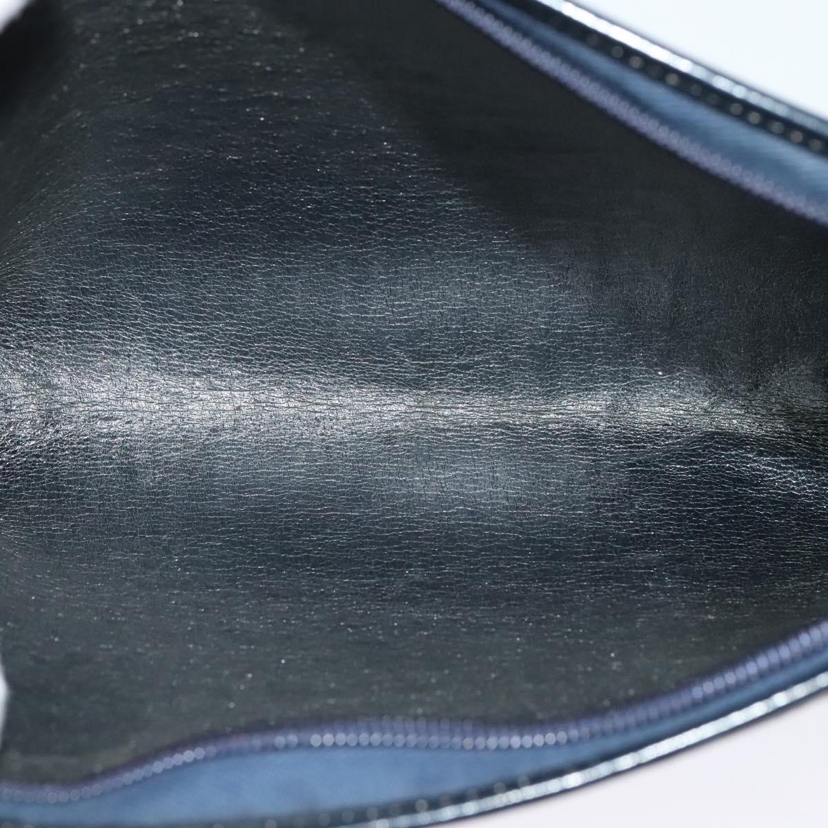 Christian Dior Trotter Canvas Shoulder Bag Navy Gold Auth 120936