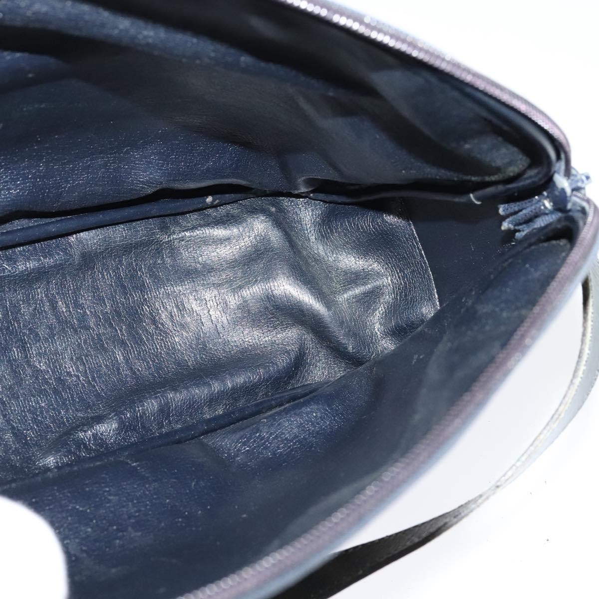 Christian Dior Trotter Canvas Shoulder Bag Navy Gold Auth 120937